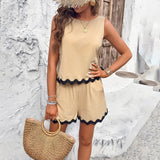 Dili Short-Sleeved Women's Clothing 2025 Spring And Summer Casual Fashion Lace Short Trousers Set