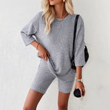 Dili Women's Clothing 2025 Spring And Summer Temperament Elegant Fashion Casual Long-Sleeved Short-Sleeved Trousers Set