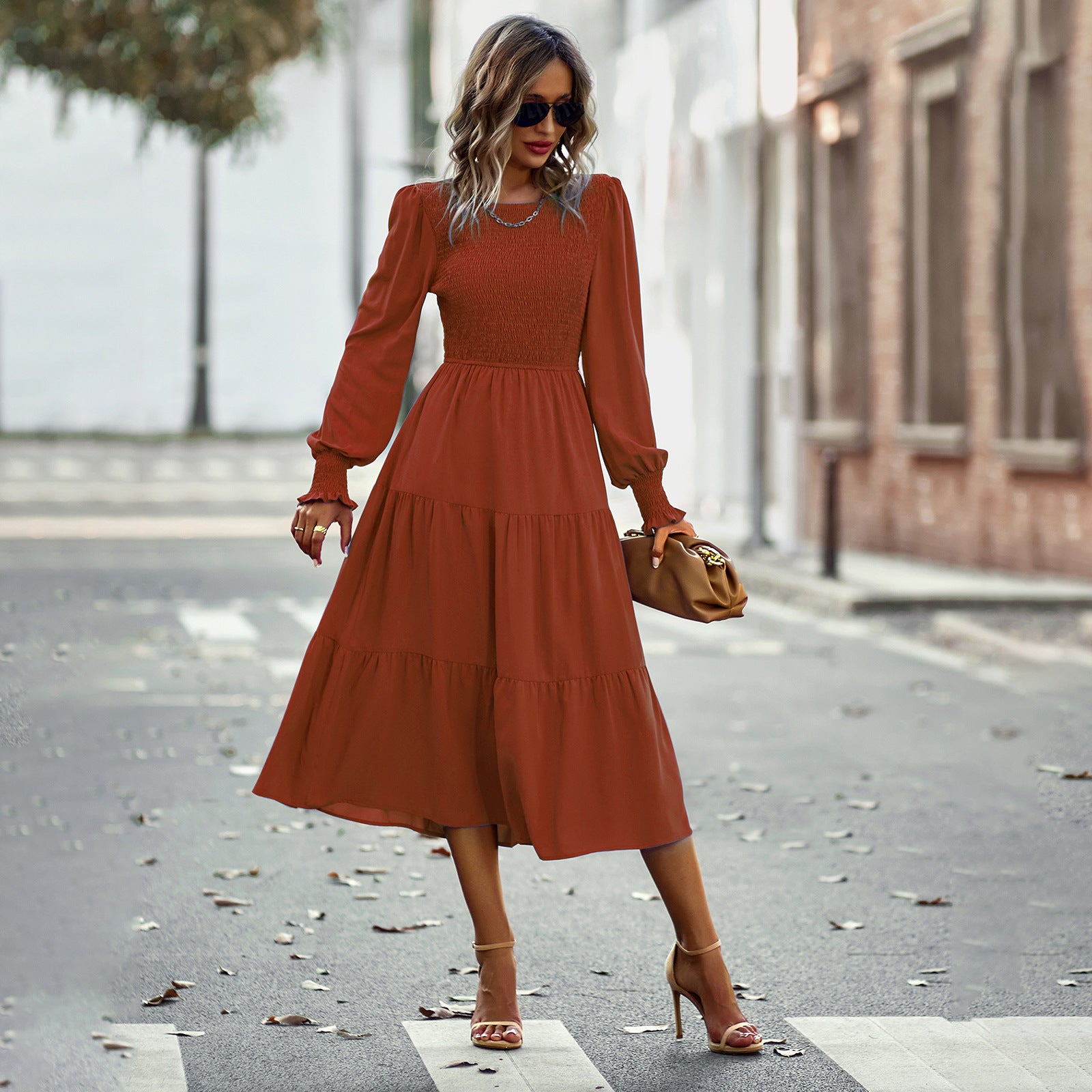 Independent Design Women's Dress Dress Casual Holiday Waist Long Dress – aidbkk