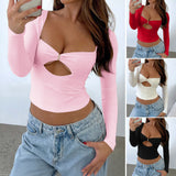Dili 2025 Spring/Summer Y2K Sexy Body Sweet Spicy Bm Long-Sleeved Knitted Women's Clothing