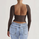 Dili 2025 Autumn And Winter Y2K Women's Temperament Collar Knitted Long-Sleeved Top